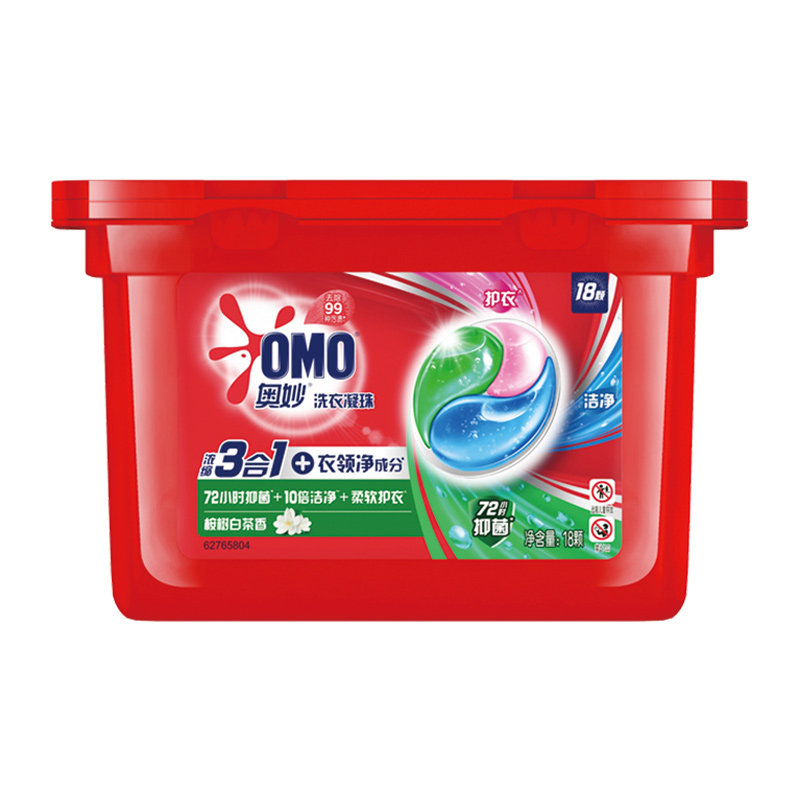奥妙三合一清新桉树洗衣凝珠189g×1盒持久留香除菌除螨(18颗) 15.8元