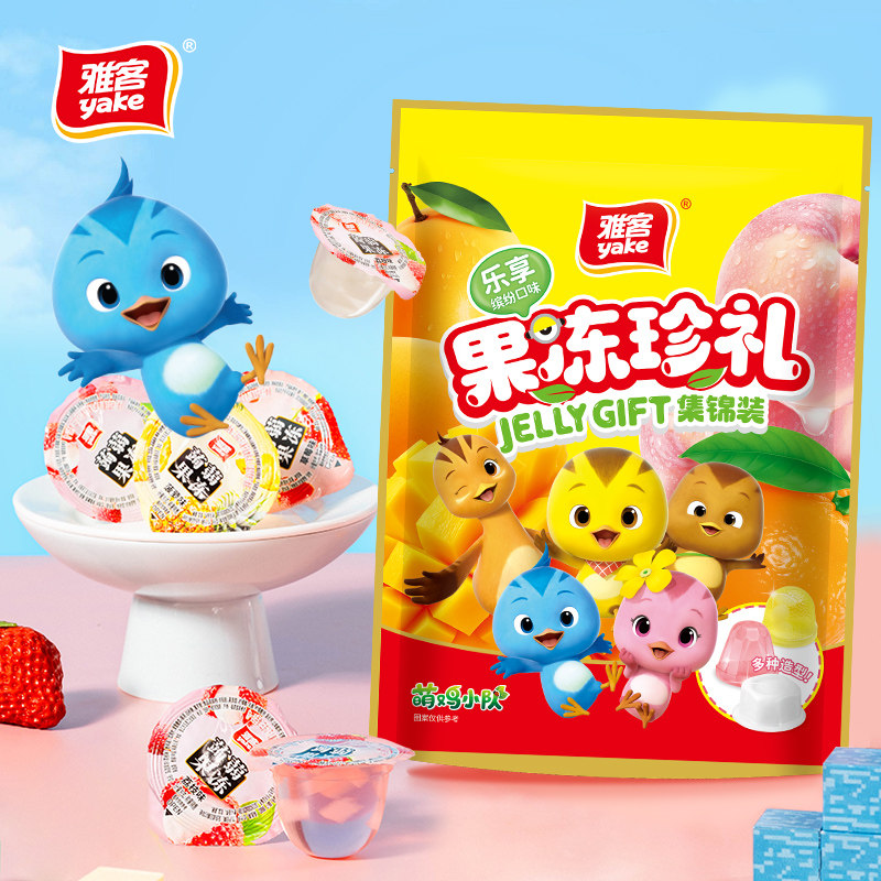 雅客萌鸡小队联名款蒟蒻果冻椰果果冻袋装集锦味零食儿童零嘴400g 19.9元
