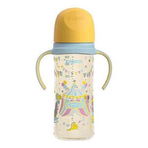 Pigeon贝亲婴儿宽口径彩绘PPSU奶瓶新生儿双把手奶瓶3-9个月+