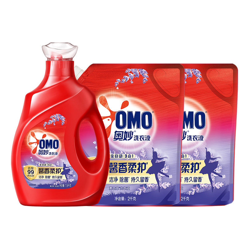 奥妙全自动薰衣草洗衣液酵素1.9kg+2KG*2袋长效抑菌（5.9kg*1套） 42元