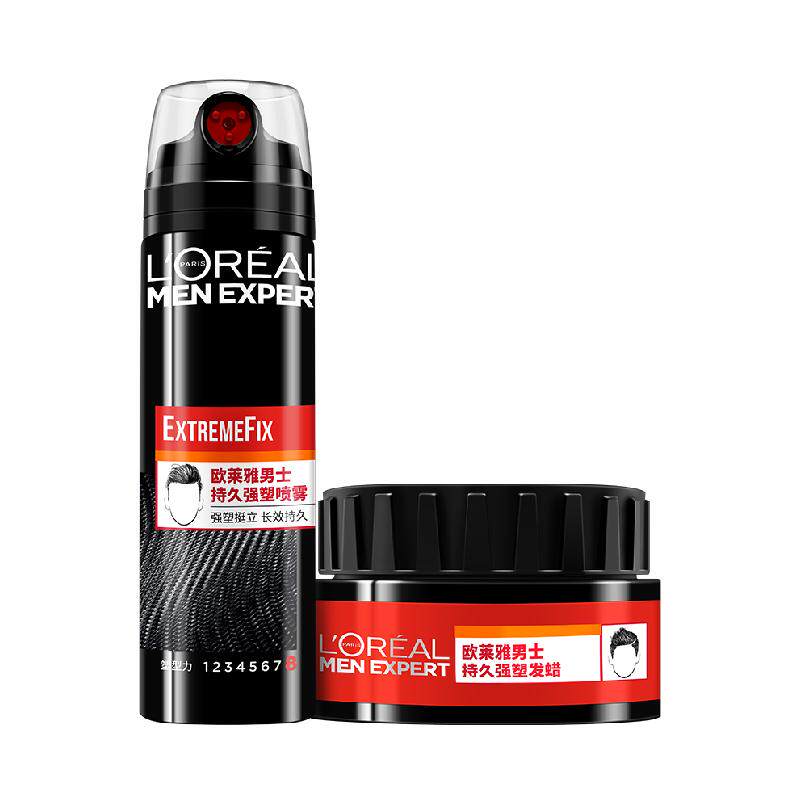 欧莱雅男士强塑定型喷雾持久造型三孔喷雾塑型发蜡套装男自然蓬松 37.9元