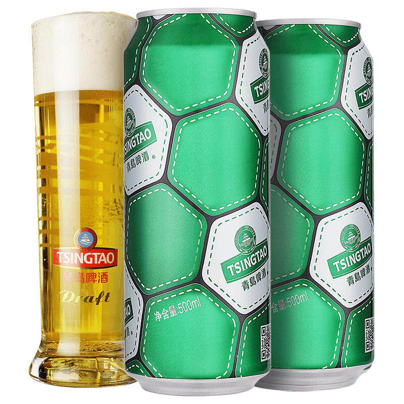 青岛啤酒定制啤酒足球罐500ml*12听 54元
