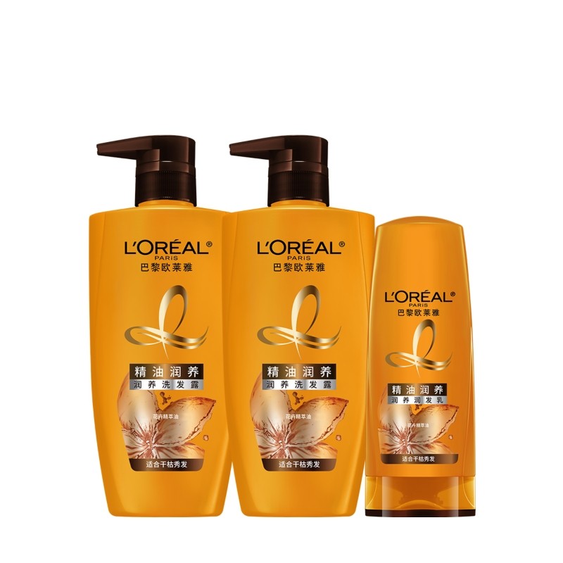 欧莱雅精油润养洗发水护发素洗护套装柔顺顺滑干枯发洗头水洗发露 73元