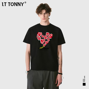 潮牌I.T TONNY官方正品爱心印花短袖男女同款T恤休闲半袖衫JW