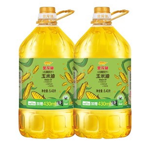 【加量不加价】金龙鱼不油腻轻年玉米油5.43L*2桶非转基因食用油