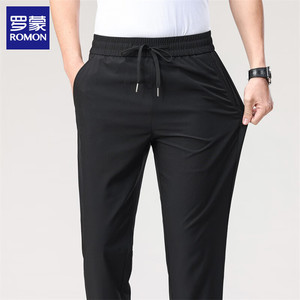 【JD旗舰店】罗蒙（ROMON）凉感松紧腰直筒长裤