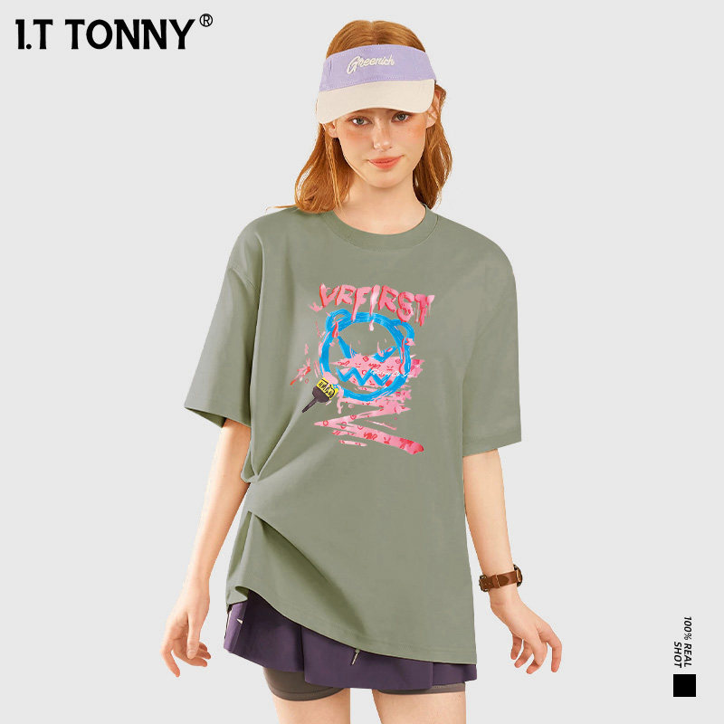 潮牌I.T TONNY官方旗舰店2026爆款印花T恤圆领情侣短袖上衣正品XL 59.7元