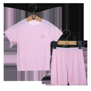 莫代尔衣服男童家居服夏季背心短袖短裤女童睡衣儿童空调服套装夏