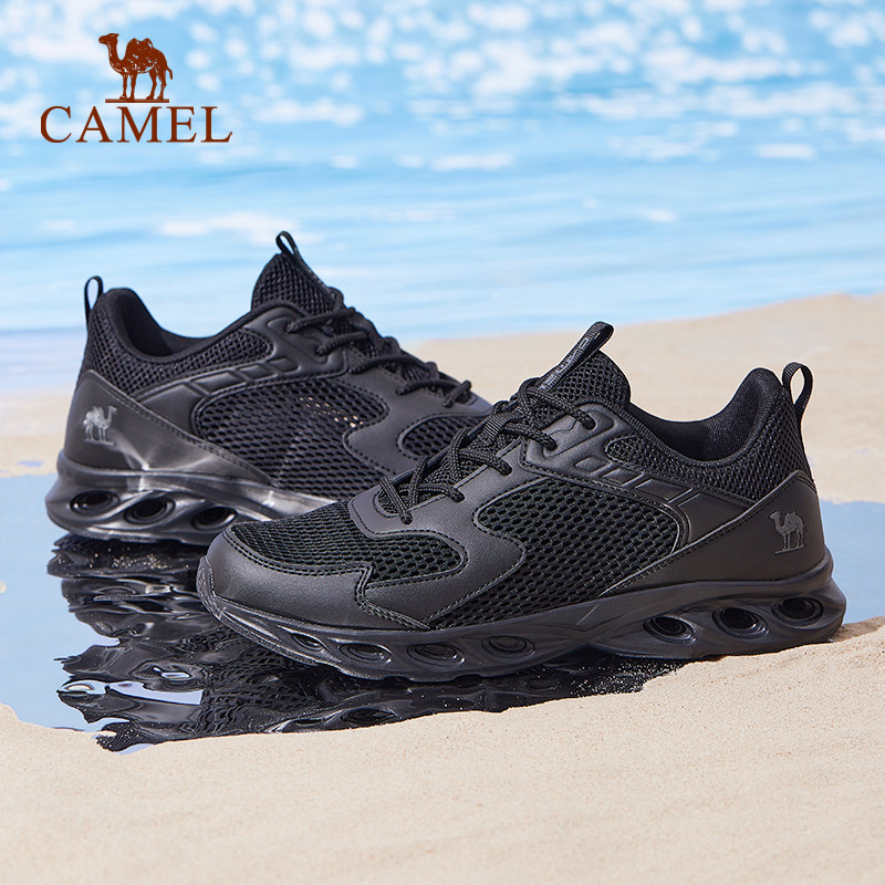骆驼休闲鞋男鞋夏季新款网面健步鞋透气黑色网鞋轻便舒适运动鞋男 79元