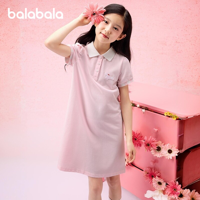 巴拉巴拉童装裙子儿童连衣裙夏季撞色公主裙甜美透气Polo裙潮流 119.9元