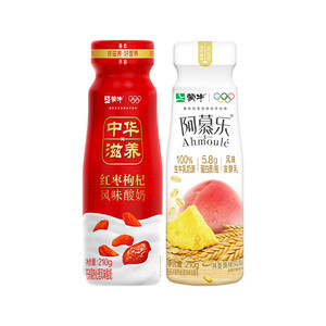 蒙牛红枣枸杞/阿慕乐燕麦黄桃/0乳糖酸奶*7瓶 tbb