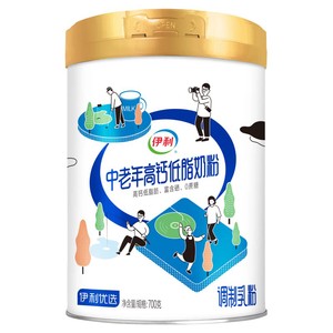 伊利中老年牛奶粉高钙低脂高蛋白0蔗糖成人营养品礼盒装700g*2罐