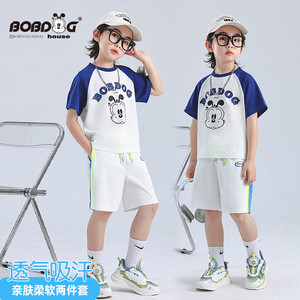 潮酷儿童穿搭 巴布豆男童夏装套装篮球服 女童炸街街舞网红球衣