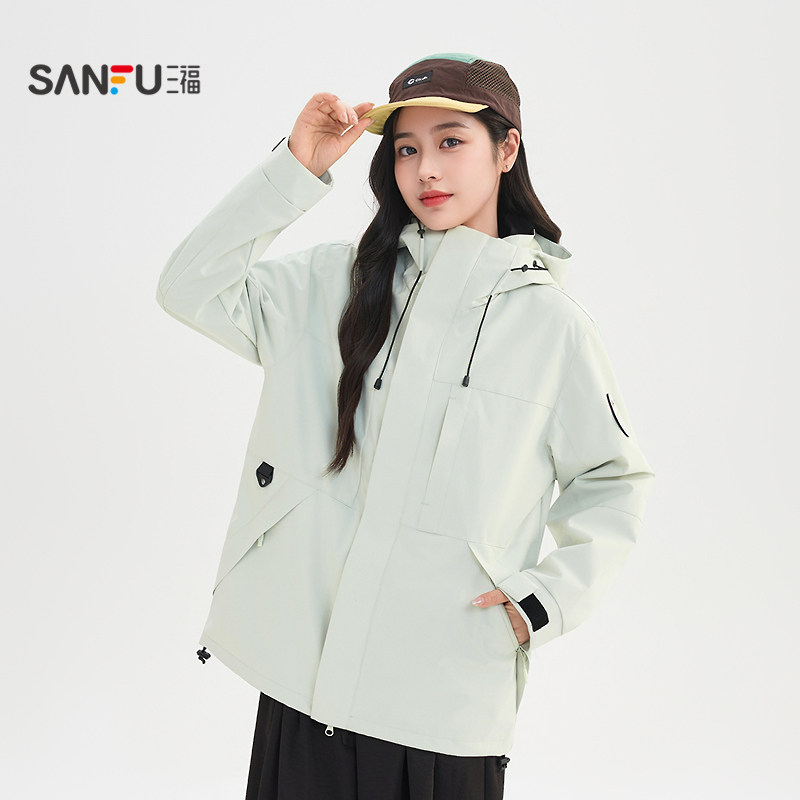 三福户外工装风外套女2026新款春季宽松连帽多巴胺上衣女装521212 113.01元