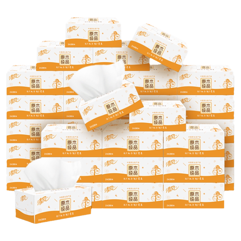 清风棉柔就你抽纸320张20包加厚餐巾纸整箱卫生纸家用纸巾抽纸by 19.9元