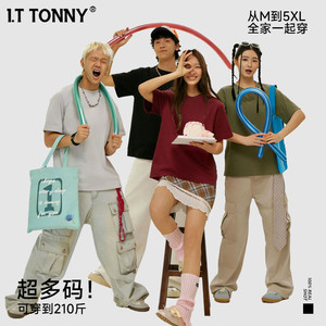 潮牌I.T TONNY夏季简约纯色短袖T恤男女同款圆领套头简约打底衫BL