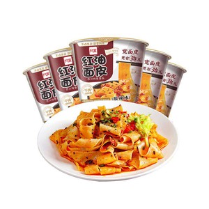 【需拍4桶-任选】阿宽红油面皮桶装红油宽面拌面凉皮面皮方便速食