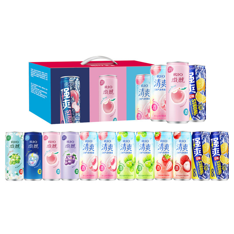 礼盒装送礼RIO锐澳微醺清爽强爽全家福礼盒12罐330ml鸡尾酒果酒 50元
