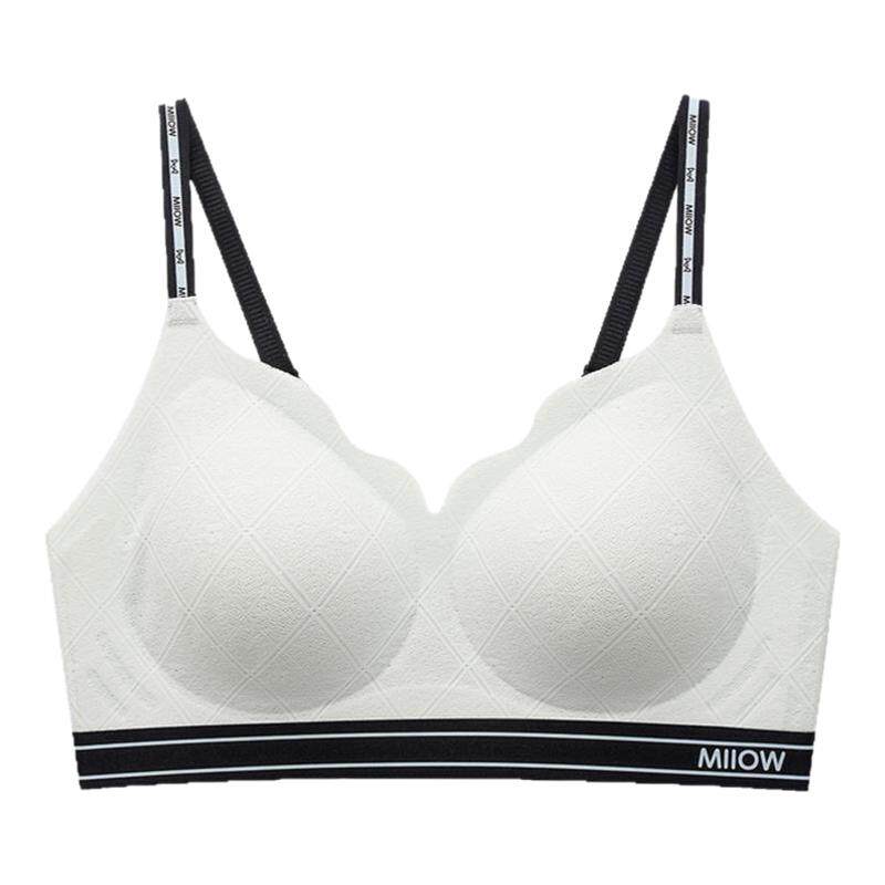 猫人泡泡蕾丝气垫杯内衣女大胸显小春夏上托防下垂性感文胸罩