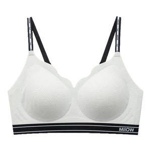 猫人泡泡蕾丝气垫杯内衣女大胸显小春夏上托防下垂性感文胸罩