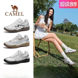 骆驼山云银色德训鞋女款户外休闲鞋春季新款百搭厚底防滑徒步鞋男