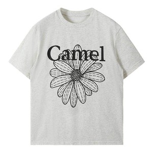 冰感T神骆驼短袖T恤半袖正肩小个子韩系小雏菊夏季新款棉感上衣女