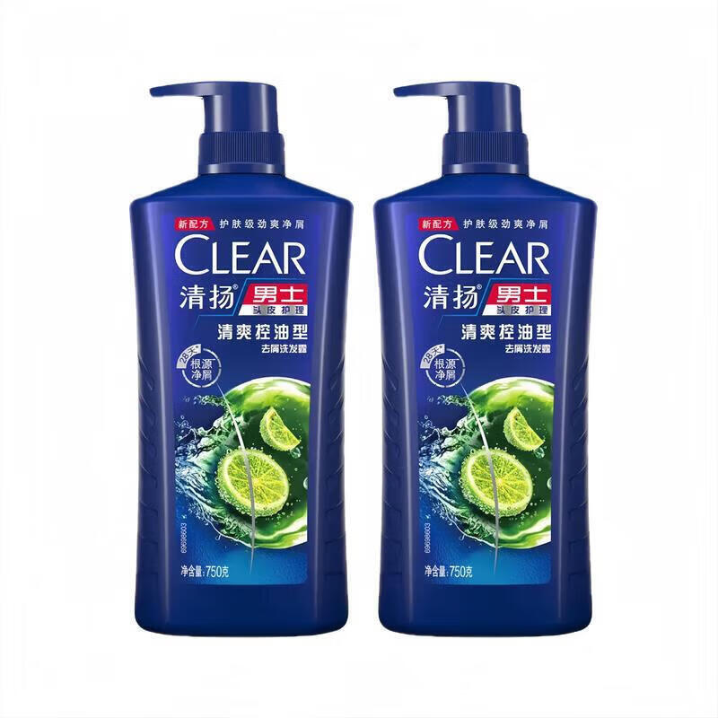 【59.98包邮】清扬 男士蓬松去屑洗发水 青柠薄荷750g*2瓶 59.98元