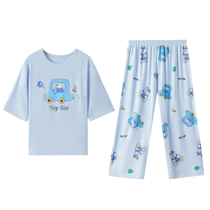 红豆儿童睡衣家居服男孩女童优可丝短袖中大童凉感夏季薄款空调服 69.9元