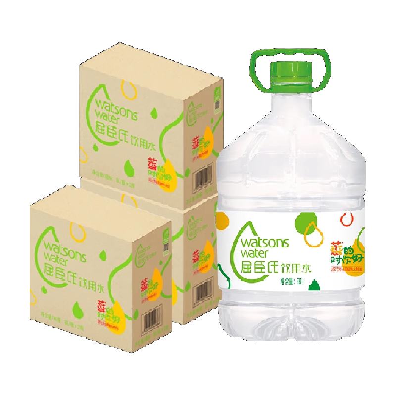 屈臣氏饮用水蒸馏8L*6桶整箱装家庭桶装敷脸护肤泡茶泡奶非矿泉水 93.73元