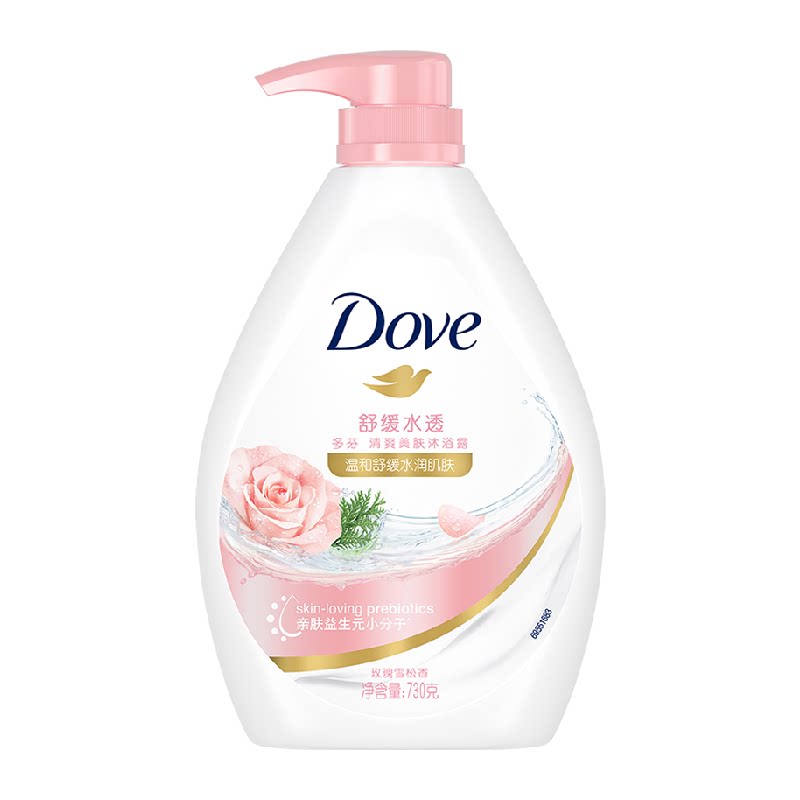 Dove/多芬舒缓水透沐浴露清爽美肤温和滋养玫瑰香氛持久留香730g 25.4元