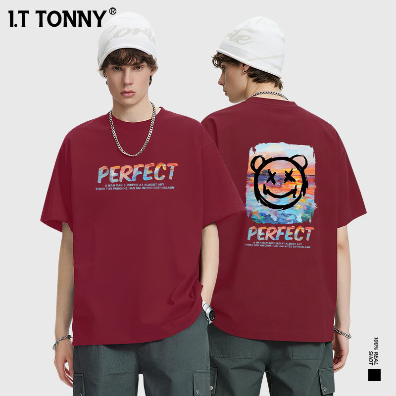 潮牌I.T TONNY官方街头风运动印花新款宽松休闲情侣款短袖T恤YF 69.6元