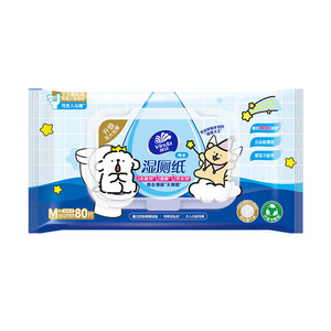 维达线条小狗纯水湿厕纸女士男士家庭实惠装湿厕巾擦屁股专用80抽