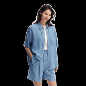 【清仓-情侣衬衫合集A】森马衬衫女落肩宽松短袖衬衣男慵懒舒服