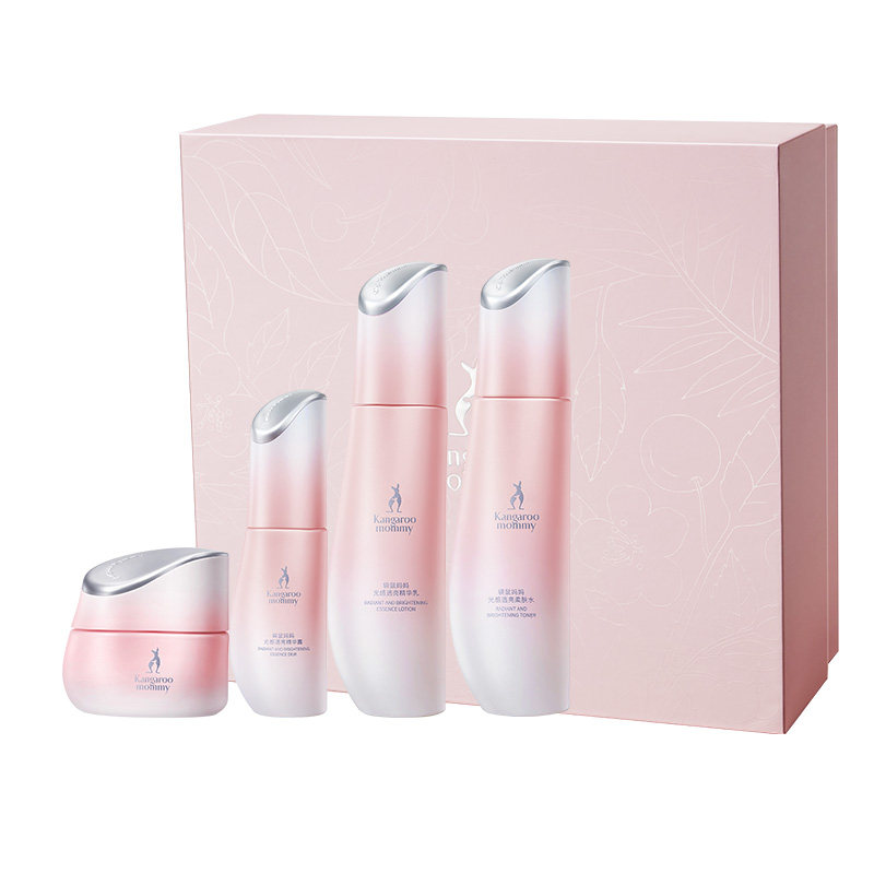 袋鼠妈妈光感透亮护肤品水乳套装抗氧提亮专用精华柔肤水补水保湿 378元