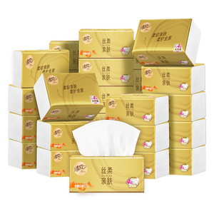 【下拉享优惠】清风丝柔金装4层抽取式面巾纸餐巾纸整箱
