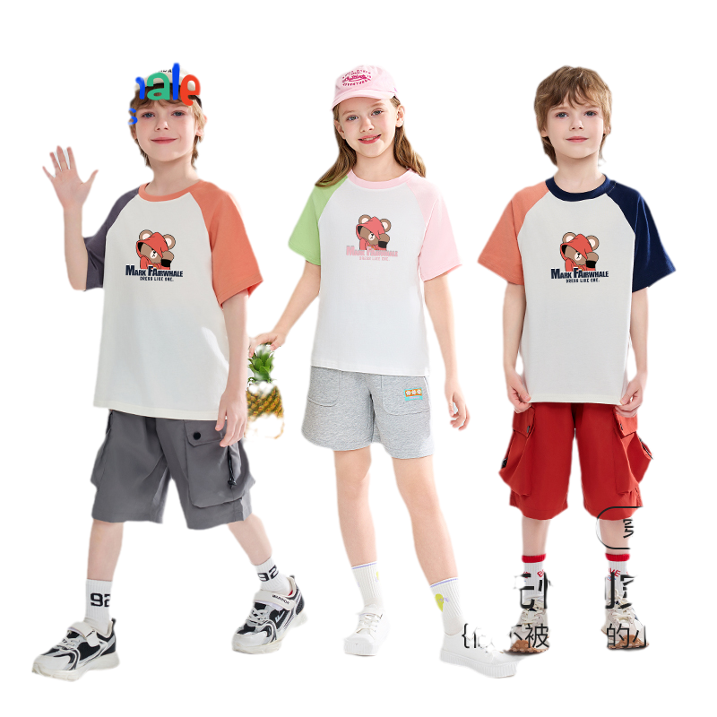 马克华菲2026新款男女童纯棉短袖儿童宽松半袖宝宝上衣T恤娜JZ 43.8元