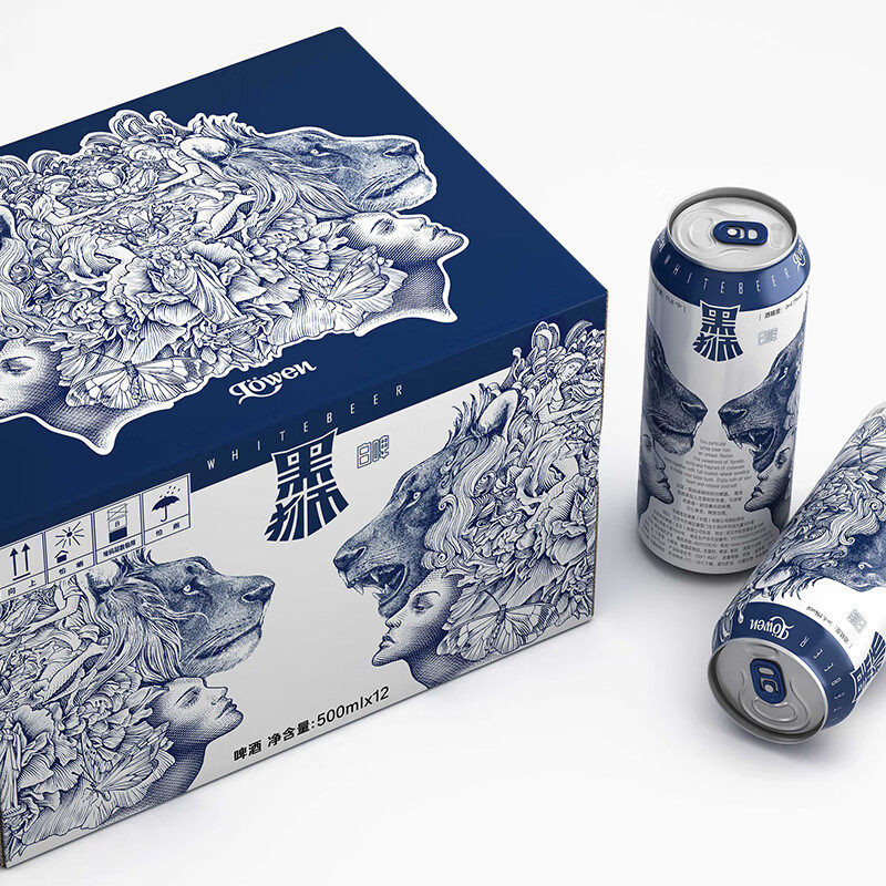 SNOW/雪花啤酒 Lowen 黑狮白啤 11.8°P/度 500ml×12听/整箱 69元