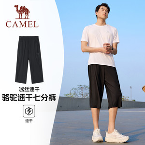 骆驼运动七分裤男士速干运动裤夏季冰感跑步健身透气休闲爸爸短裤