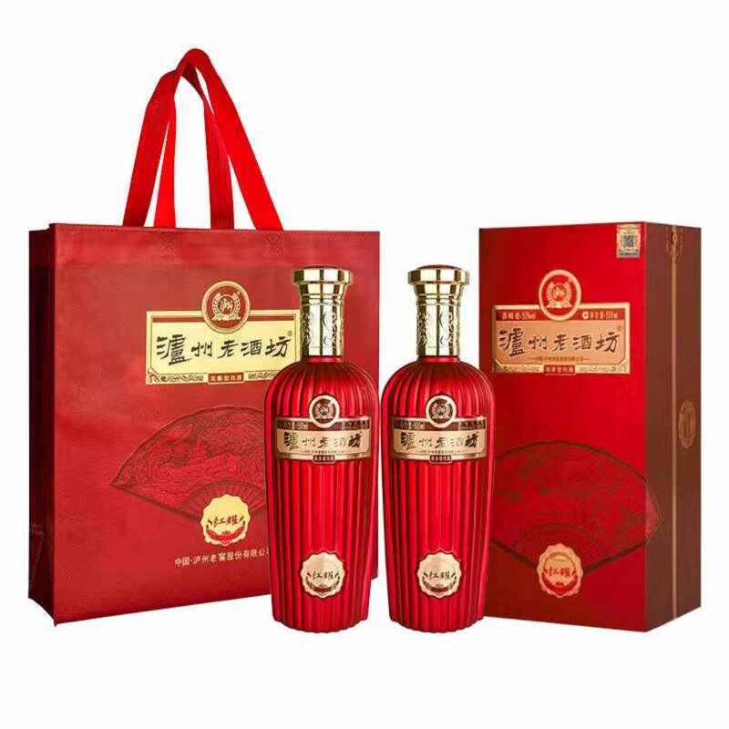 泸州老窖泸州老酒坊红耀52度500ml*2瓶 整箱装 浓香型白酒高度酒 199元