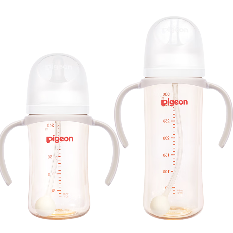 Pigeon贝亲奶瓶婴儿PPSU重力球吸管把手奶瓶离乳学饮杯6-12月+ 134.25元