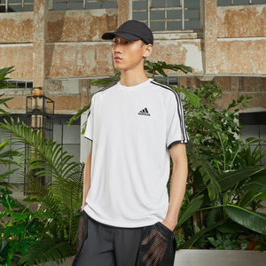 三条纹舒适圆领休闲短袖T恤男夏季adidas阿迪达斯官方轻运动