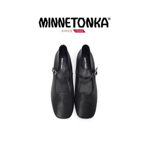 MINNETONKA/迷你唐卡新款方头一字扣玛丽珍鞋复古平底女鞋休闲鞋
