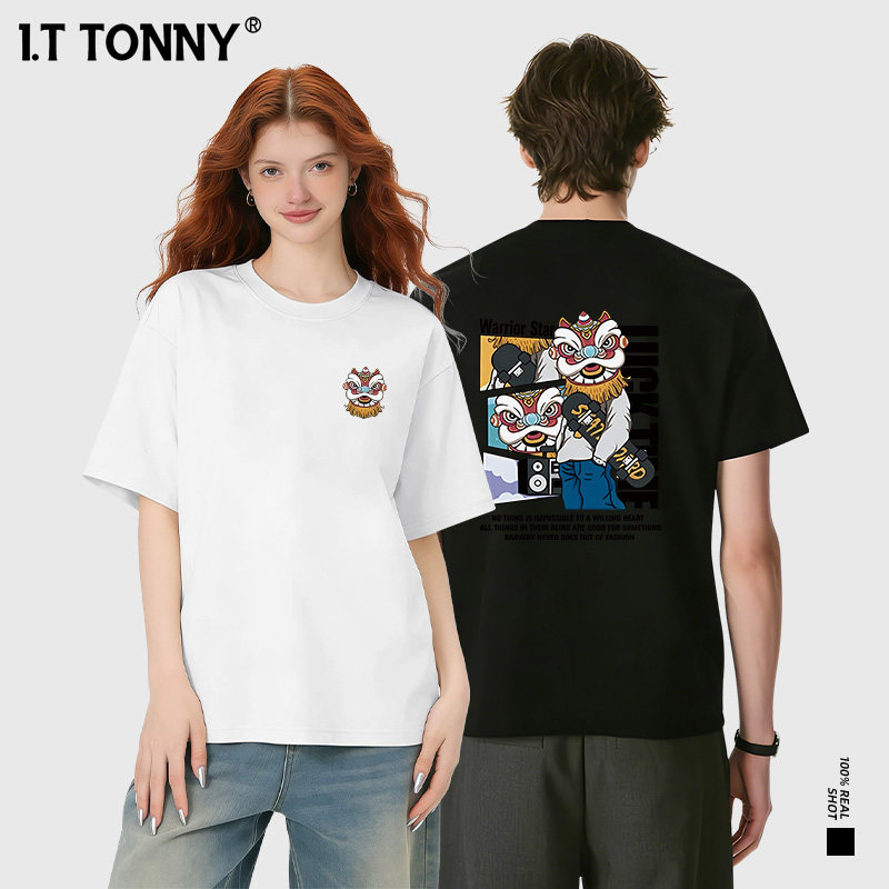 潮牌I.T TONNY官方春夏新款印花短袖T恤男女宽松休闲情侣款TH 69.4元