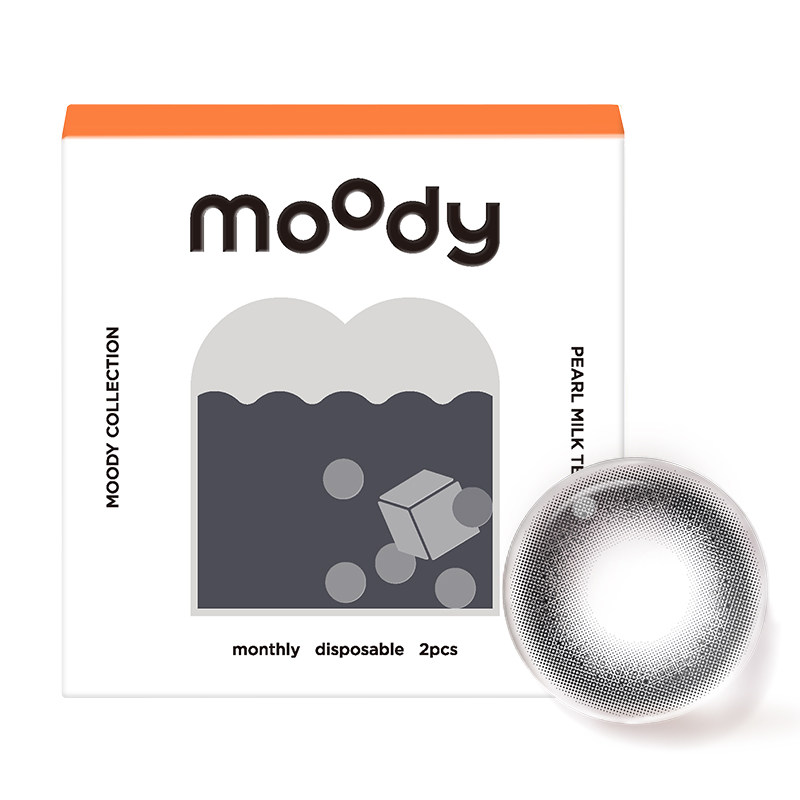 moody美瞳月抛精选系列麦麦黑茶近视彩色隐形眼镜中小直径2片 25元