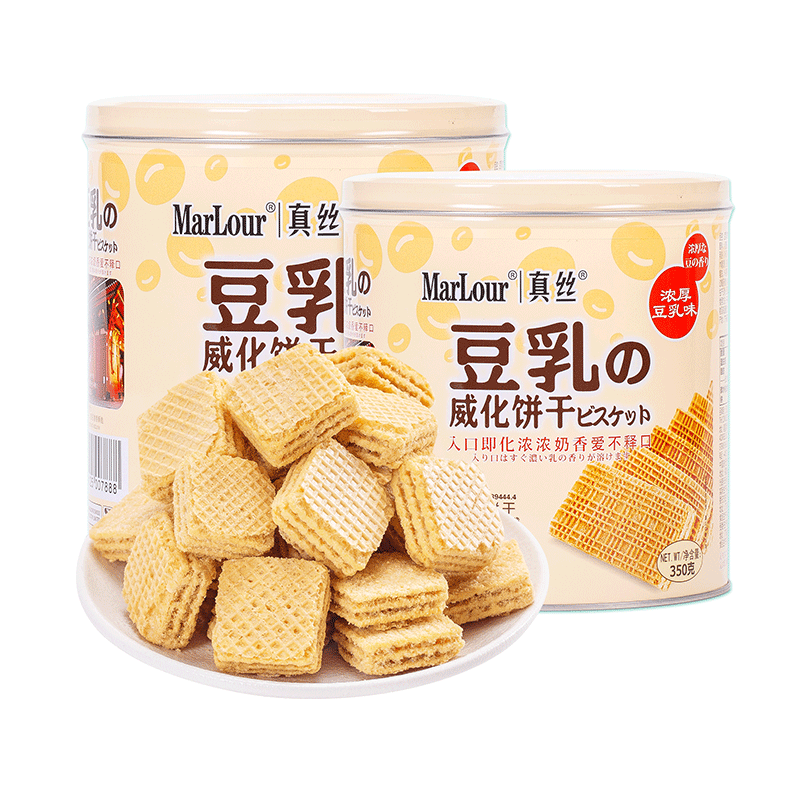 MarLour万宝路 办公室零食 桶装豆乳威化饼干网红零食350克 25.8元