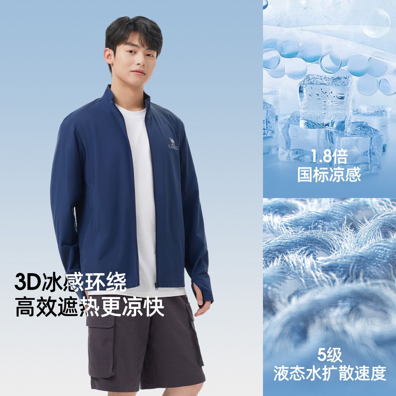 骆驼冷白皮 | 户外原纱防晒衣男士夏季立领夹克防紫外线轻薄外套 149.65元