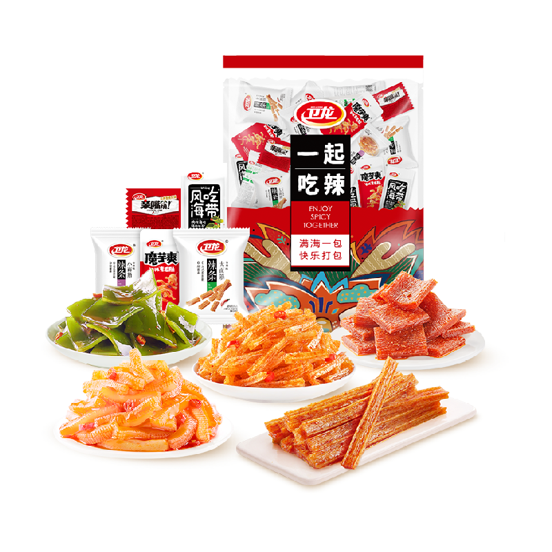【时代少年团同款】卫龙缤纷零食大礼包豆干素肉解馋辣条海带麻辣 18.9元