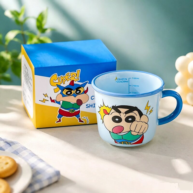 正版授权蜡笔小新日常小食光系列牛刻度杯可爱卡通儿童陶瓷马克杯 19.9元