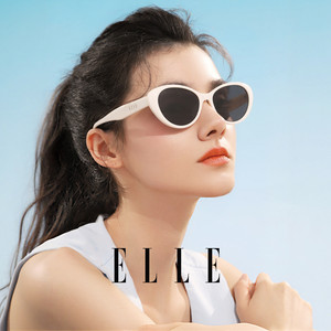 ELLE高级感猫眼白框墨镜女款防紫外线UV400遮阳防晒太阳眼镜3001