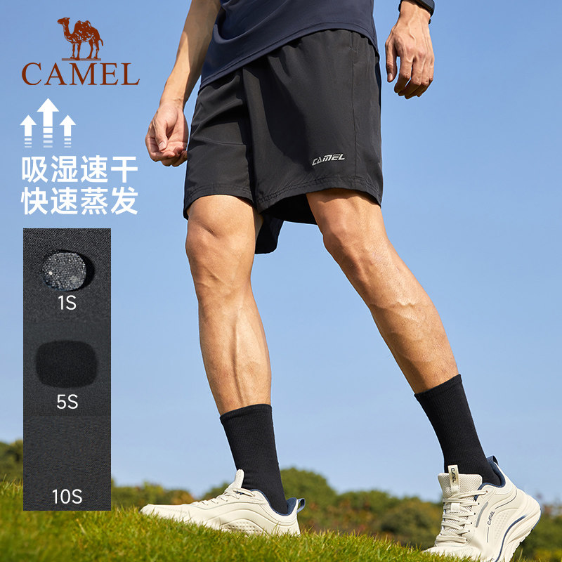 骆驼运动速干短裤女士夏季跑步中裤薄款男士宽松透气休闲五分裤子 49元